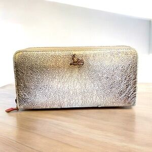 Christian Louboutin Gold-Silverer Wallet with the Red Louboutin Shoe